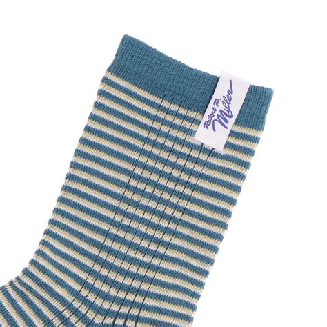 ロバート・ピー・ミラー Robert P. Miller Robert P. Miller ミラー Crew length border socks ソックス （ブルー×イエロー×ホワイト ... - length of border 2 movie