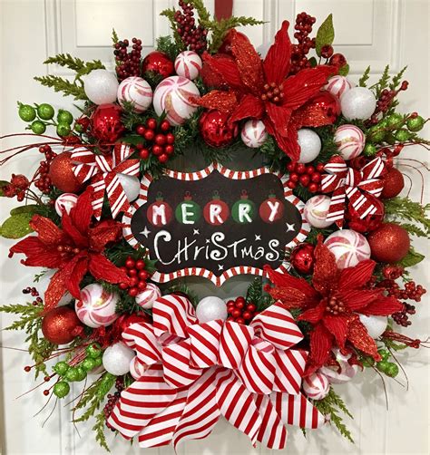 Christmas wreath, front door wreath, holiday wreath, Merry Christmas ...
