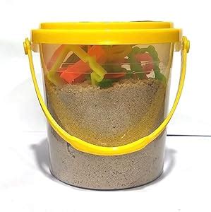 Rabbit Magic Flow Sand Bucket 500gm (Brown) with 24 Beach Sand Toys Non ...