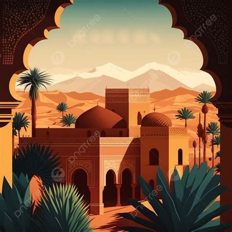 Marrakech Morocco Vector Background, Marrakech, City, Morocco ...