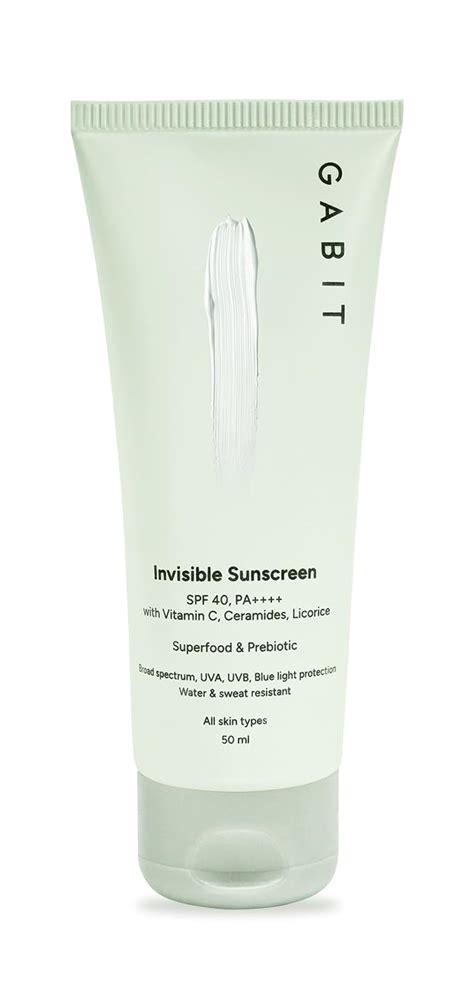 Gabit Invisible Sunscreen Spf 40,Pa ++++ With Ceramides,Vitamin C & E ...