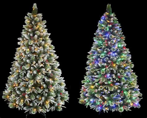 Buy Super Dual Flocked Pine Christmas Tree Pre-lit with Color Changing ...