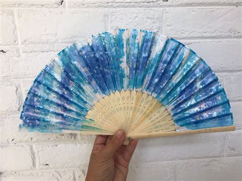 Hand Painted Blue Sparkle Hand Fan, Weddings, Beach and Travel ...