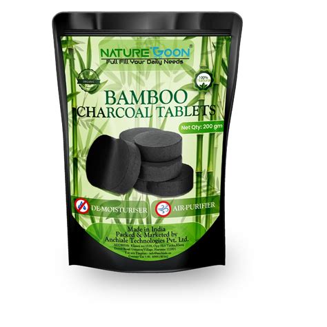 Naturegoon Organic Black Charcoal Tablets 200 gm | Eco-Friendly Bamboo ...