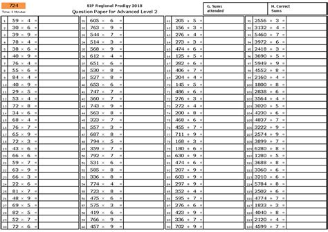 MUL 724 Abacus Practice Sheet for 6th Level Students - Studocu