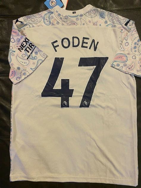 PUMA MANCHESTER CITY PHIL FODEN SOCCER JERSEY White sz X-LARGE NEW w ...
