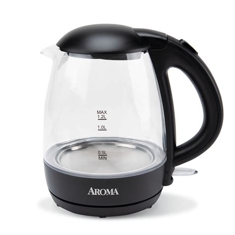 AROMA® 1.2L / 5-Cup Electric Glass Kettle, Black - Walmart.com