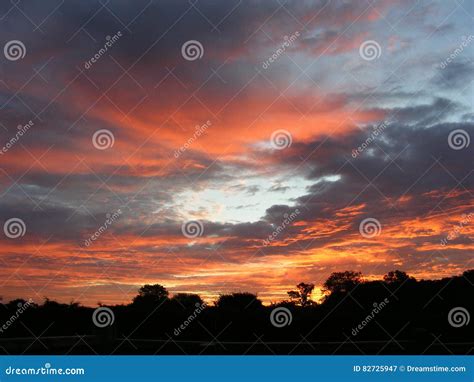 Red Sky at Dawn, Early Morning Sunrise Stock Image - Image of outdoors ...