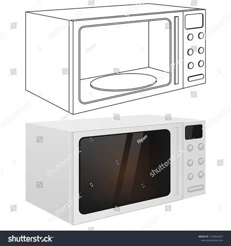 Microwave Oven Outline Drawing 3d Illustration Stock Illustration ...