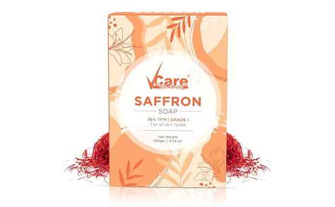 Buy VCare Saffron Soap for Men and Women|76% TFM Grade 1 | Real Saffron ...