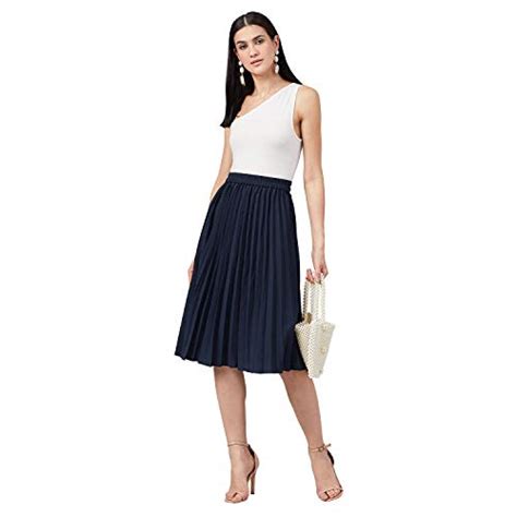Buy RARE Crepe a-line Skirt (EP6029_Navy Blue_Small) at Amazon.in