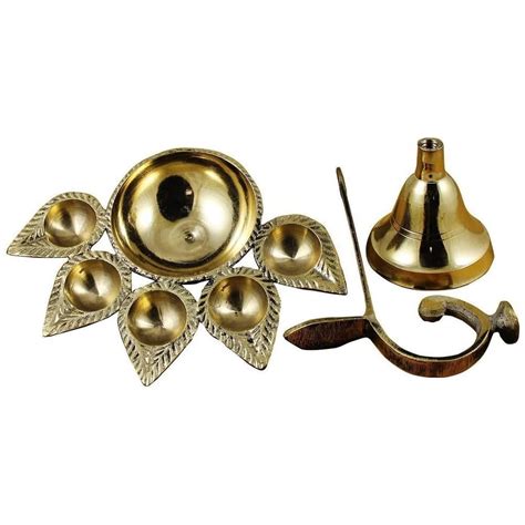CraftsofIndia Handheld Brass Panch Diya/Oil Lamp for Puja Aarti India ...