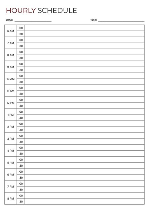 Hour By Hour Schedule Template - Google Docs | Word - Highfile