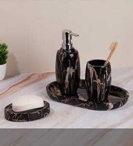 OBSESSIONS Set of 4 Pc Polyresin Bathroom Set, Chocolate : Amazon.in ...