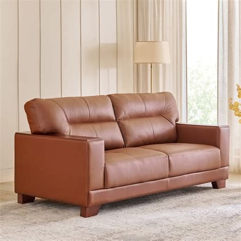 Buy Walter Half Leather 3-Seater Sofa - Tan from Home Centre at just ...