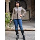 Beige Hand block Printed Cotton Jacket