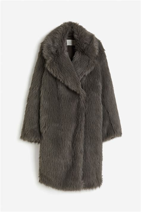 Fluffy coat - Dark grey - Ladies | H&M GB