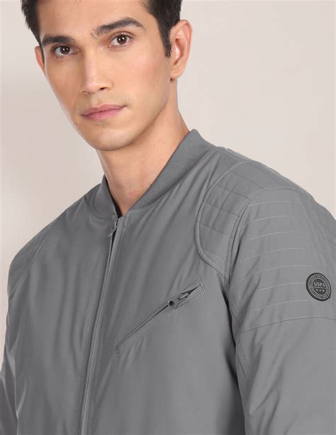 Men Grey Stand Neck Solid Puffer Jacket – U.S. Polo Assn. India