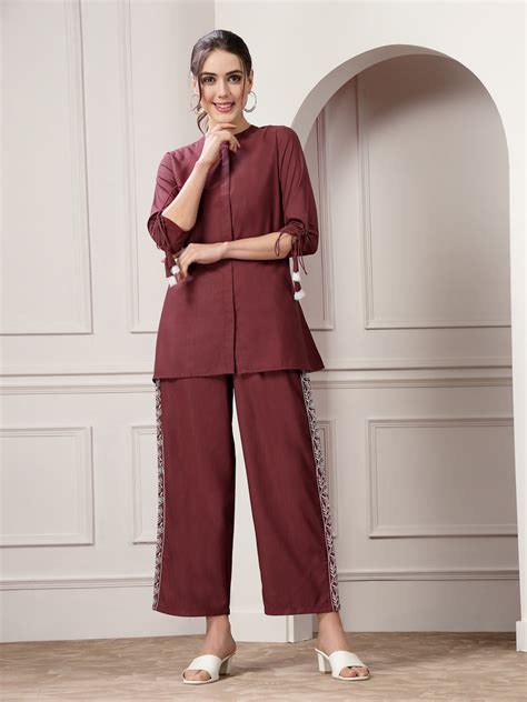 Woven Design Rayon Blend Co-Ord Set – Trendphoria