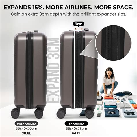 Aerolite Expandable 55x40x20cm to 55x40x23cm Cabin Luggage – Ryanair ...