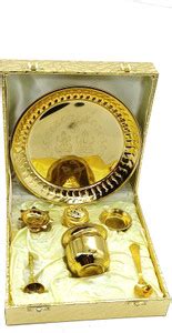 IDIGISOL Metal Pooja Thali, 2 Bowl, 1 Agarbatti Stand, 1 Diya, 1 Spoon ...