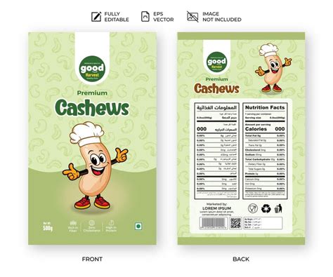 Premium cashew pouch label packaging design | Premium Vector