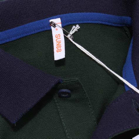 4651Y polo bimbo boy SUN 68 green/blue cotton polo-shirt long sleeve