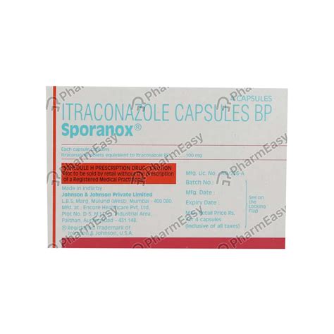 Sporanox 100 MG Capsule (4): Uses, Side Effects, Price & Dosage | PharmEasy