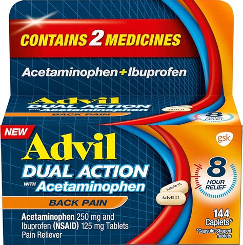 Advil Dual Action Back Pain Caplets délivre 250 mg Maroc | Ubuy