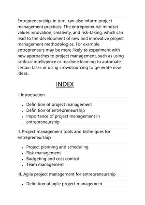 Unit 1 - Project Management and Entrepreneurship unit 1 notes - UNIT ...