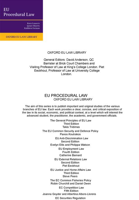 Oxford European Union Law Library EU Procedural Law ( PDFDrive )Oxford ...