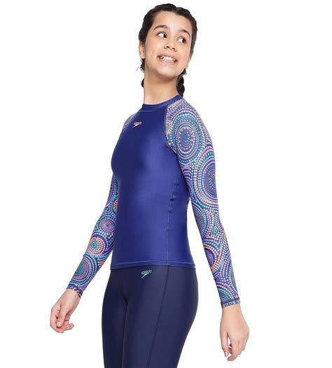 Buy Speedo Girls All Over Long Sleeve, SupTop Ammonite-Soft Coral-Miami ...