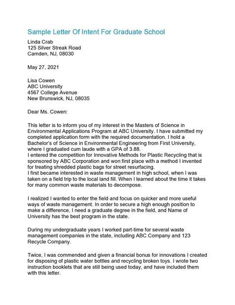 Image result for Statement of Intent Examples