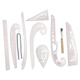 NYLSA 9 Pieces/Set Drawing Sewing Comma French Curve Ruler Measure ...