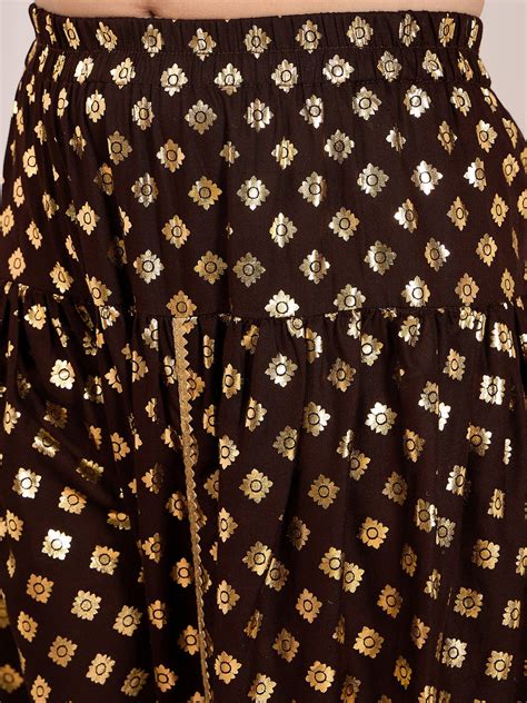 Buy Brown Foil Dhoti Set For Boys Online