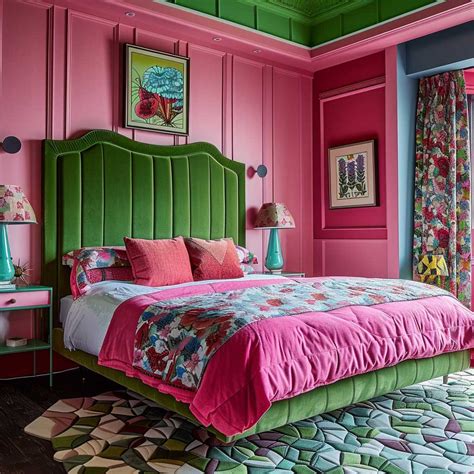 Modern Green And Pink Bedroom Ideas