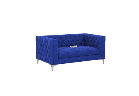 Buy Curio 2 Seater Fabric Sofa (Velvet, Sapphire Blue) Online in India ...