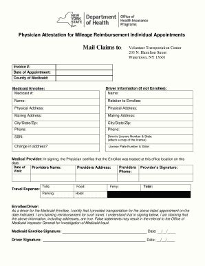 Physician Attestation For Mileage Reimbursement Individual Appointments ...
