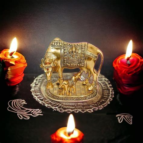 Buy Saudeep India Trading Corporation Polyresin Hand Painted Kamdhenu ...