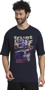 PeppyZone Printed Men Round Neck Navy Blue T-Shirt - Buy PeppyZone ...