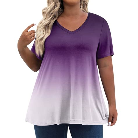 TQWQT Plus Size Tshirts for Women Clearance Plus Size Blouses 5x V Neck ...
