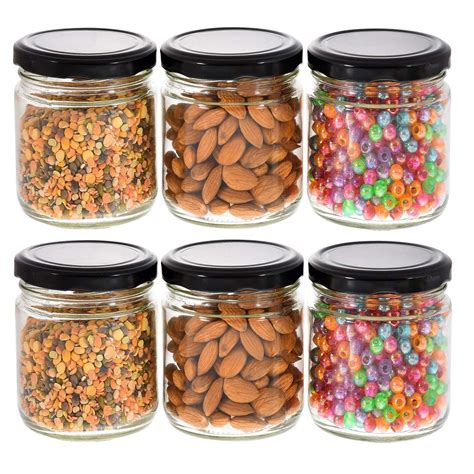 Ezalla 24 Pack, 200 ml Glass Jars with Metal Lids, Clear Round Candle ...