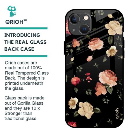Black Spring Floral iPhone 13 Glass Back Cover - Flat 35% Off On iPhone ...