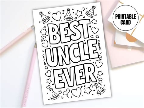 Best Uncle Ever Printable Coloring Card | Digital Download | Fun & Creative Uncle Gift ...