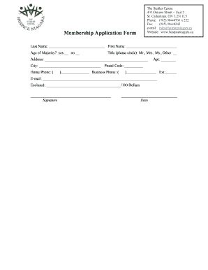 Fillable Online Membership Application Form - Hospice Niagara Fax Email ...