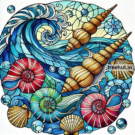 Sea Shells Stain Glass Painting Ideas