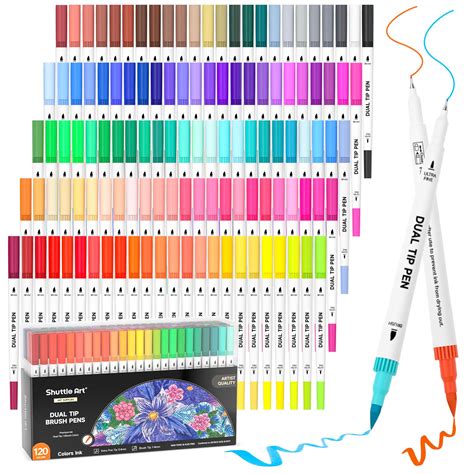 120 Colors Dual Tip Brush Marker Pens With 1 Coloring | Desertcart INDIA