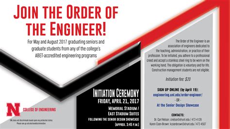 Order of the Engineer initiation April 21 | Announce | University of ...
