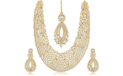 Sukkhi Dazzling Gold Plated Wedding Jewellery Austrian Diamond & Kundan ...
