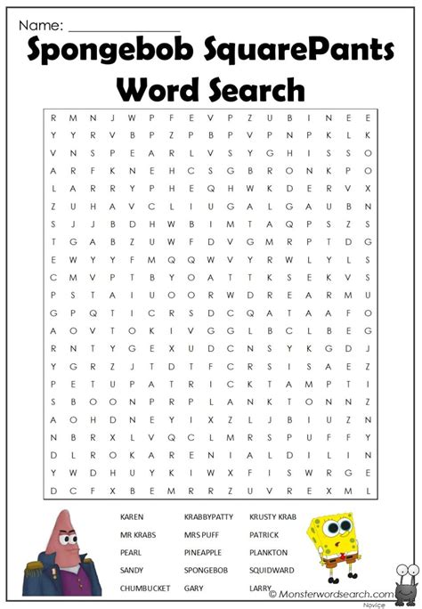 Spongebob Word Search Printable - Letter Words Unleashed - Exploring ...